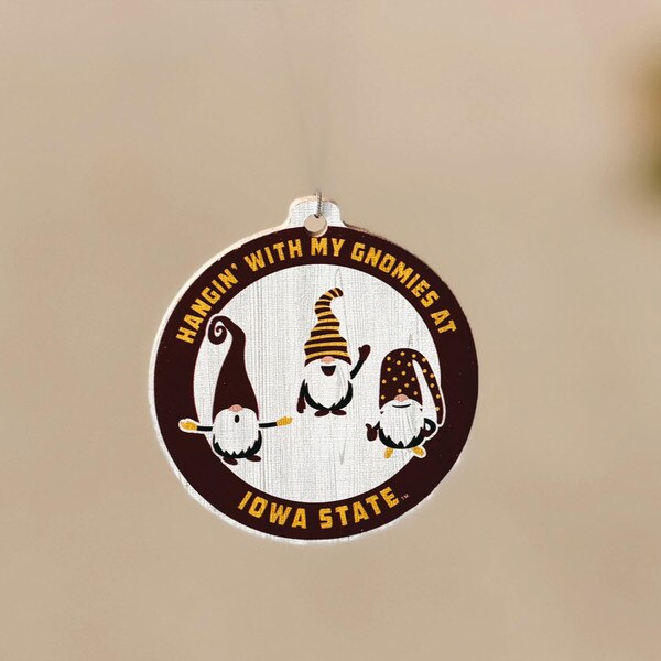 Hangin With My Gnomies Iowa State Wooden Ornament